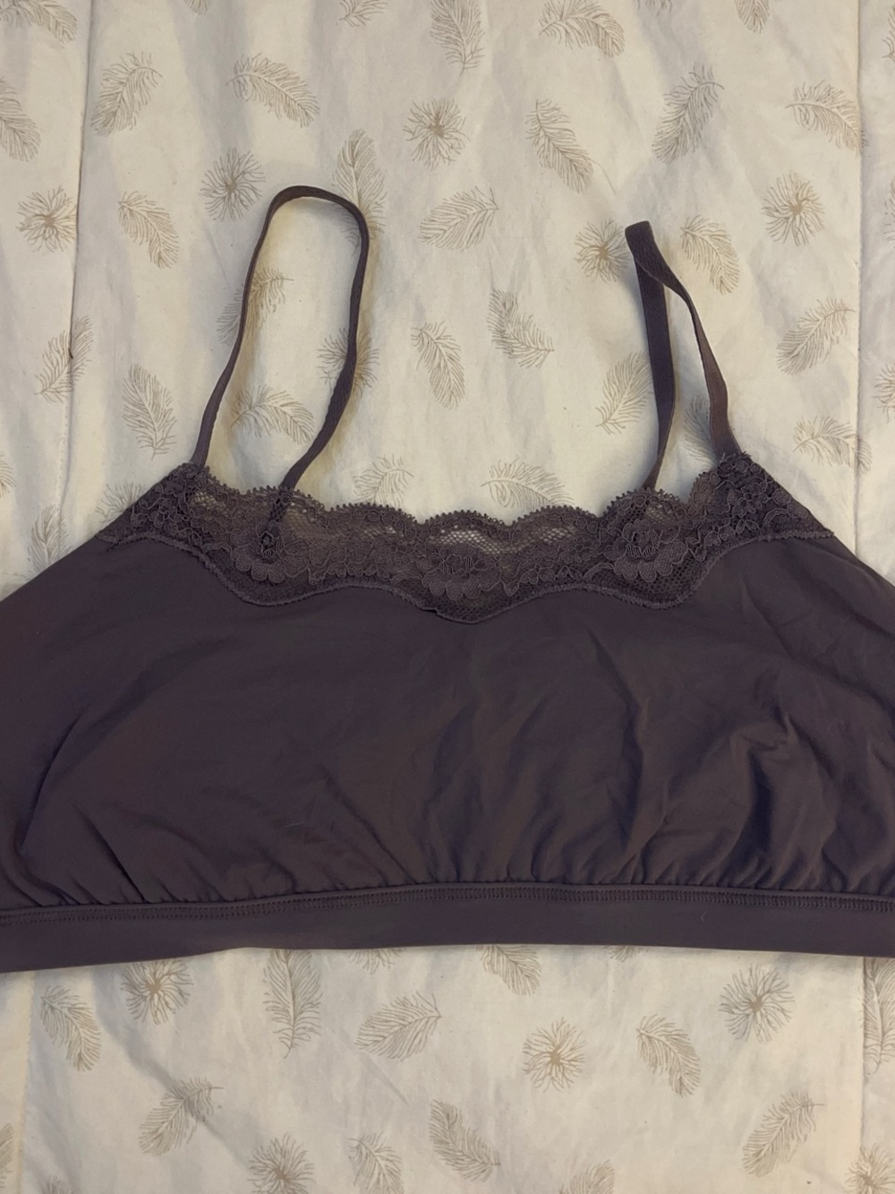 Lace-Trim Bralette in Brownish Purple Color